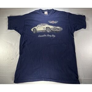VTG Chevrolet Corvette Stingray Shirt Mens XL Navy Single Stitch Graphic Tee